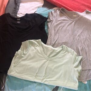 SO Women's V-Neck Tee Set in Black, Gray, Mint
